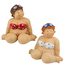 Polka Dot Bikini Fat Ladies, sitting, 11cm, 2 assorted