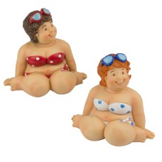 Polka Dot Bikini Fat Ladies, sitting, 6cm, 2 assorted