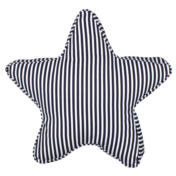Stripy Star-shaped Cushion, blue/white, 47cm