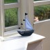 Yacht with Bunting, blue, 21x15cm