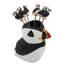 Puffin Cocktail Sticks & Holder, 11cm