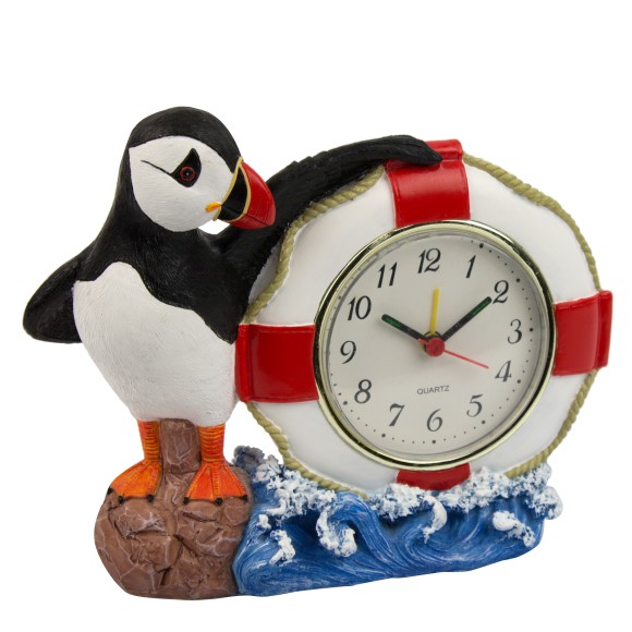Clock with Life Ring & Puffin, 18x15cm
