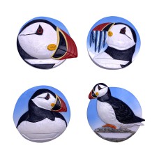 Puffin Head Magnets, 6cm, 4 assorted