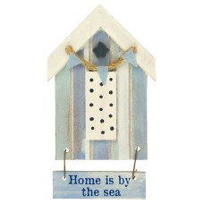 Beach Hut-Style Magnet, Home is by the sea, 12cm