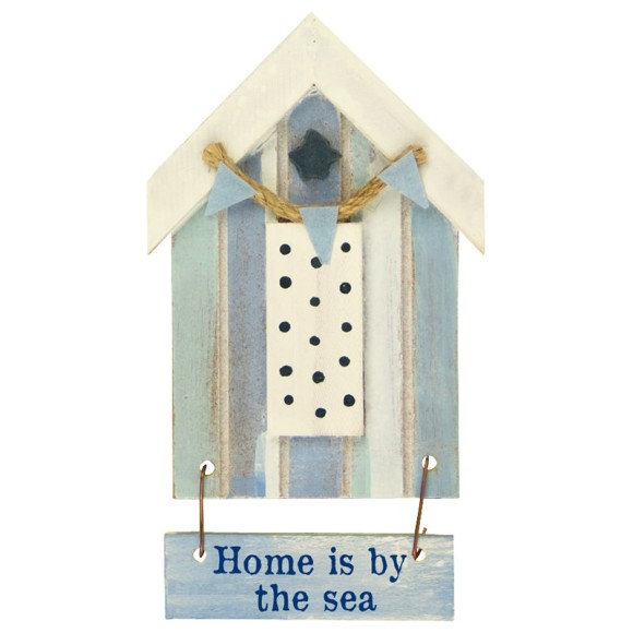 Beach Hut-Style Magnet, Home is by the sea, 12cm