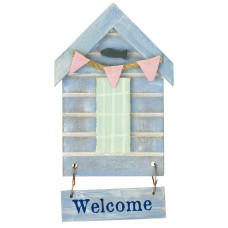 Beach Hut-Style Magnet, Welcome, 12cm