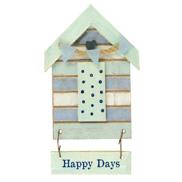 Beach Hut-Style Magnet, Happy Days, 12cm