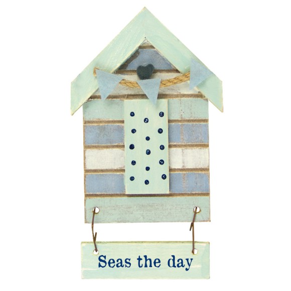 Beach Hut-Style Magnet, Seas the Day, 12cm