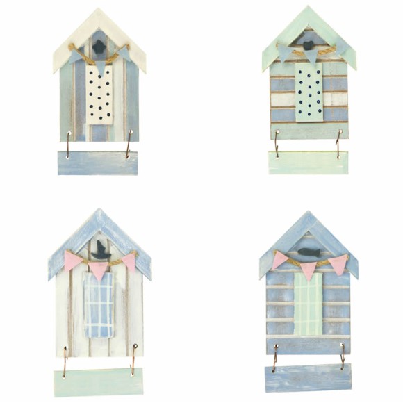 Beach Hut-Style Magnet, Blank, Mixed Colours, 12cm