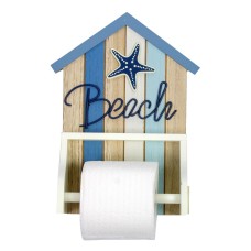 Beach Hut Toilet Roll Holder, 28x21cm