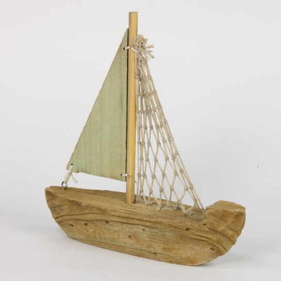 Wooden Sailboat with Net Sails, 22cm