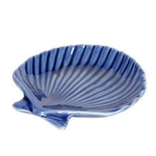 Ceramic Scallop Shell Dish, blue, 14cm