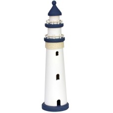 Wooden Lighthouse, blue/white, 48cm