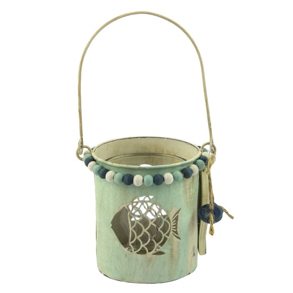 Metal Tealight Holder with Fish, 9cm
