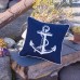 Cushion with Anchor Design, navy, 40cm