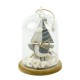 Glass Dome Yacht/Seagull/Shells, 8x11cm