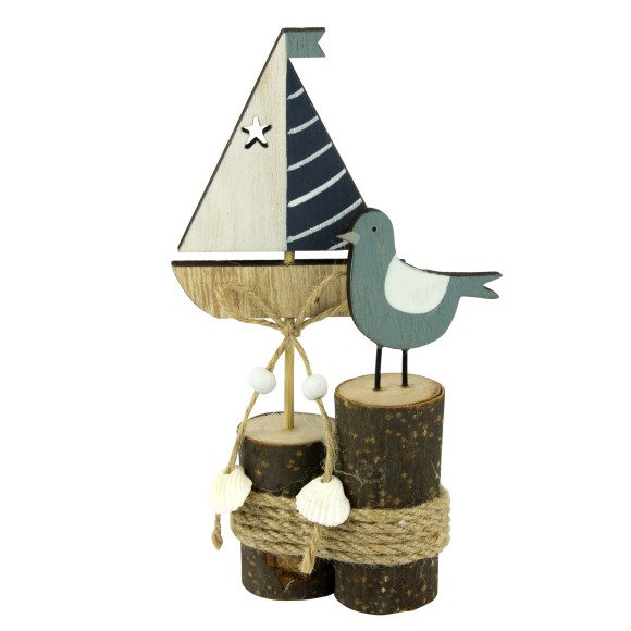 Yacht & Seagull on Groyne, 10x18cm