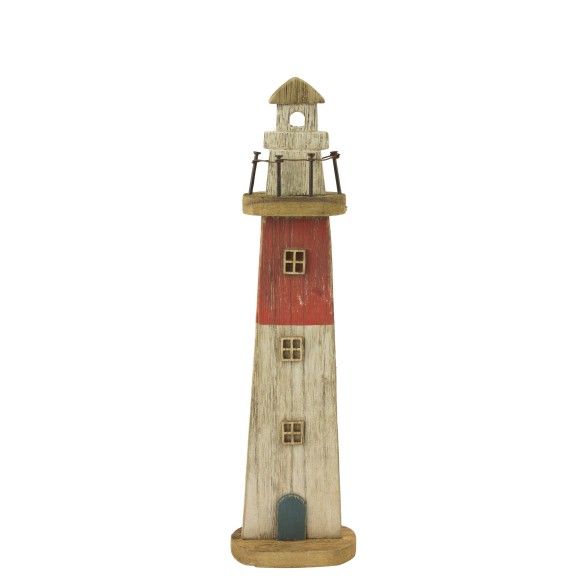 Rustic Wooden Lighthouse, red, 35cm