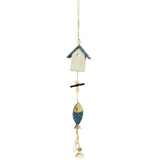 Hanging Beach Hut with Fish, 45cm