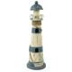 Rustic Metal Lighthouse, dark blue/white, 35cm