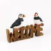 WELCOME Sign with Puffins, 19cm