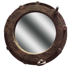 Rust-effect Porthole Mirror, 35cm