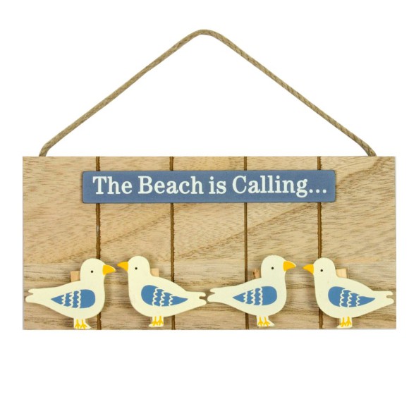 "Beach is Calling" Seagull Pegboard, 24cm