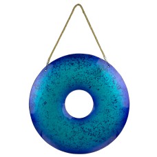 Hanging Glass Ring Décor, blue, 43cm