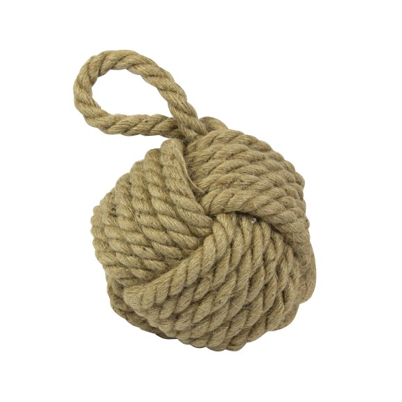 Jute Monkey Fist Knot Doorstopper, 15cm