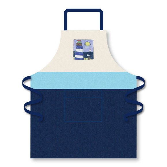 Lighthouse Apron, blue/white, 68x87cm