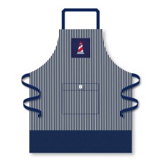 Lighthouse Apron, navy stripe/red, 68x87cm