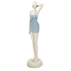 Elegant Beach Lady in Stripy Swimsuit, blue, 30cm