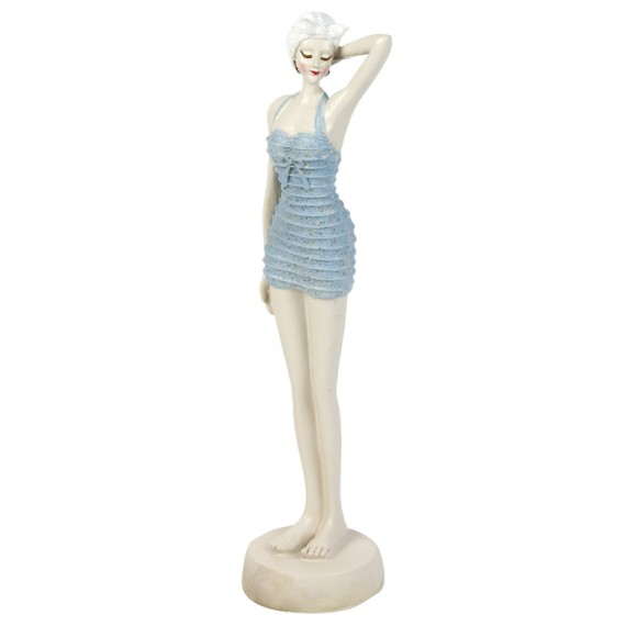 Elegant Beach Lady in Stripy Swimsuit, blue, 30cm