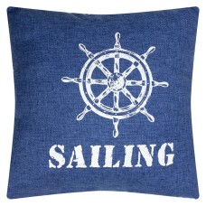 Denim-style "Sailing" Cushion, blue, 40cm