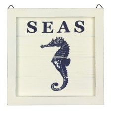Framed Seahorse &quot;SEAS&quot;, cream, 20cm