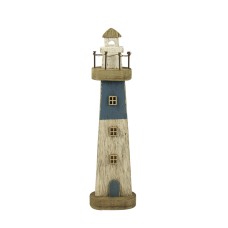 Rustic-style Wooden Lighthouse, blue, 26cm