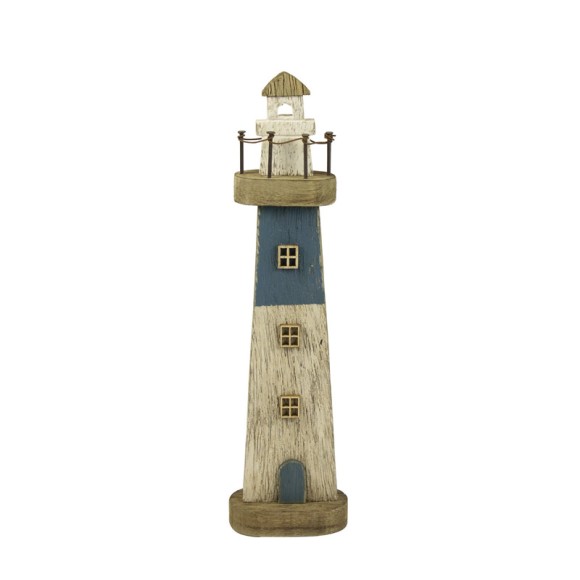 Rustic-style Wooden Lighthouse, blue, 26cm