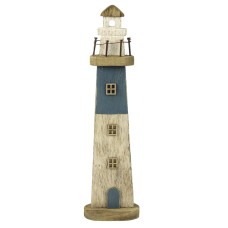 Rustic-style Wooden Lighthouse, blue, 35cm
