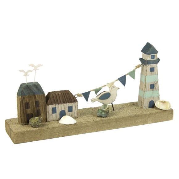 Wooden Lighthouse/Coastal Scene, 27cm