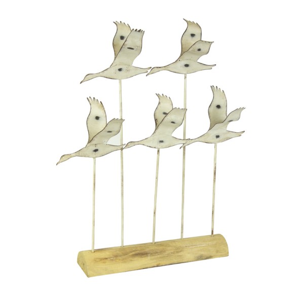 Flying Seabirds on Wooden Stand, 34cm