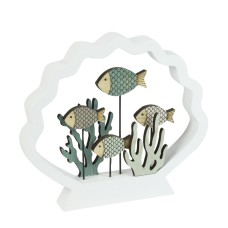 Coral/Fish in Shell Frame, white, 18cm