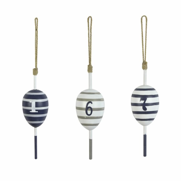 Striped Floats Hanging Décor, 18cm, 3 assorted