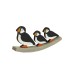 Puffin & Chicks on Curved Wooden Base, 17cm