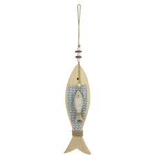 Wooden Hanging Fish grey, 30cm