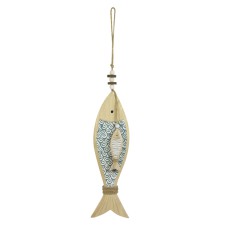 Wooden Hanging Fish teal, 30cm