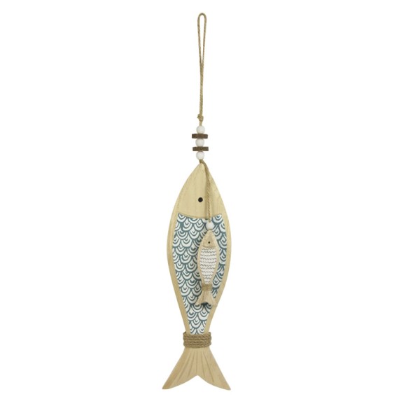 Wooden Hanging Fish teal, 30cm