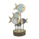 Shoal of Round Fish on Wooden Stand, 19cm