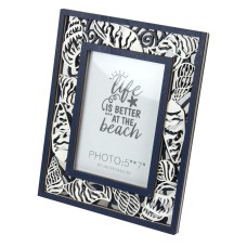 Photo Frame with Cutout Shells, navy, 27x22cm