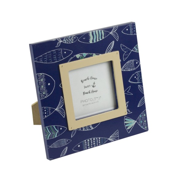 Photo Frame with Fish, navy, 15cm