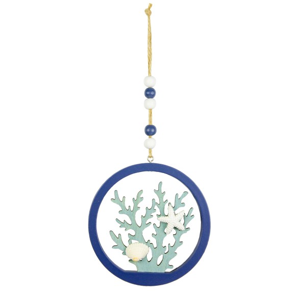 Hanging Circular Coral Décor, blue, 12cm